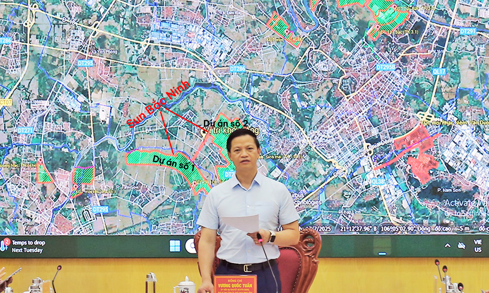 đồng chí Vương Quốc Tuấn làm việc về các dự án triển khai tại Bắc Ninh trong đó có dự án Sun Bắc Ninh